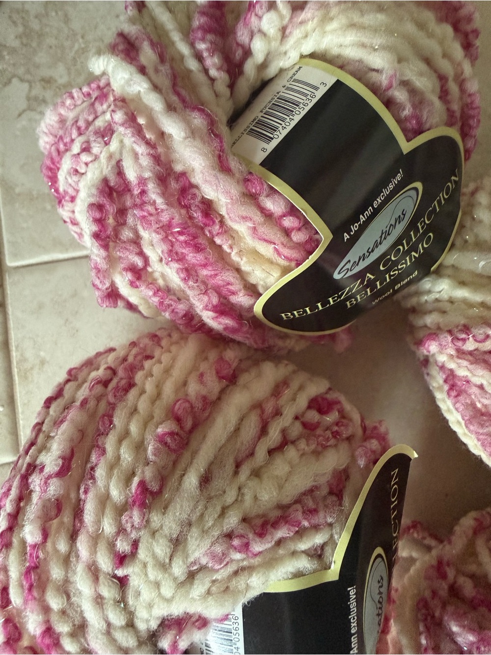 Sensations Bellezza Collection Bellissimo Wool Blend Yarn - Fuchsia & Cream - Picture 8 of 12